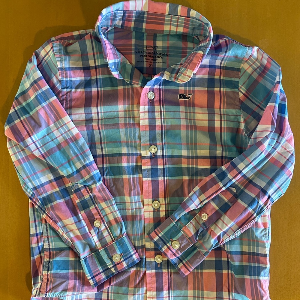 Vineyard Vines - Performance whale Plaid Button Down Shirt, 2T